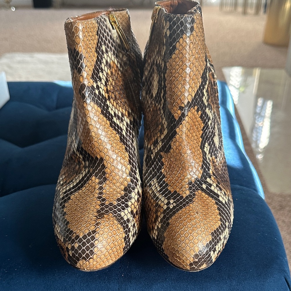 Sergio Rossi Brown Snakeskin Ankle Boots